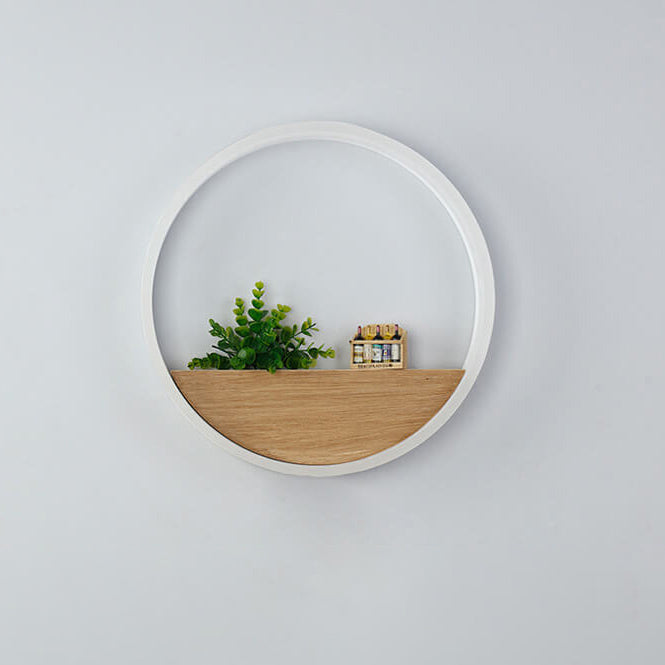 Rynx | Lumoshelf LED Wall Light | Solid Wood with Shelf | Round Wall Lamp | Warm & White Light