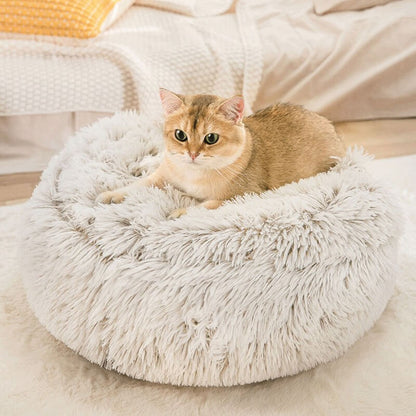 Rynx | Round Fluffy Cat Bed, Pet Bed Calming Cave Bed