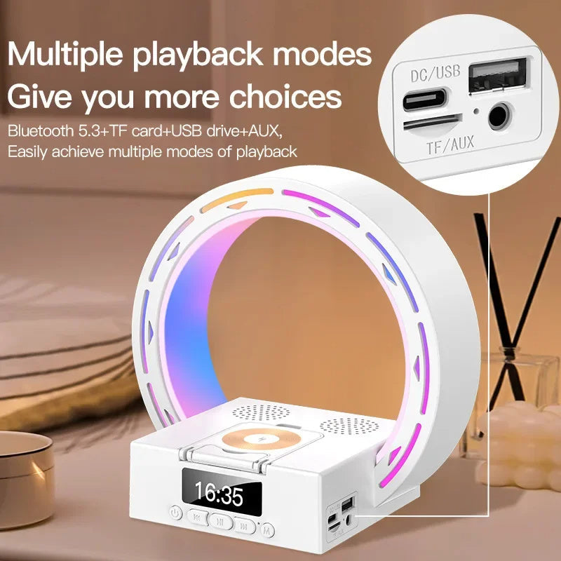 RYNX | Bluetooth Speaker Lamp 4-In-1 With Charging Station And Alarm Clock
