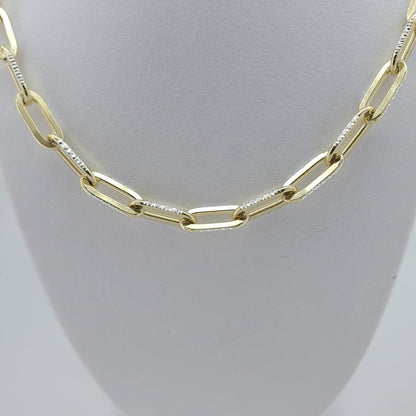 Rynx | 14k Gold Over 925 Sterling Silver 2 Tone Diamond Cut Paper Clips 3.5mm Extended Link Chain
