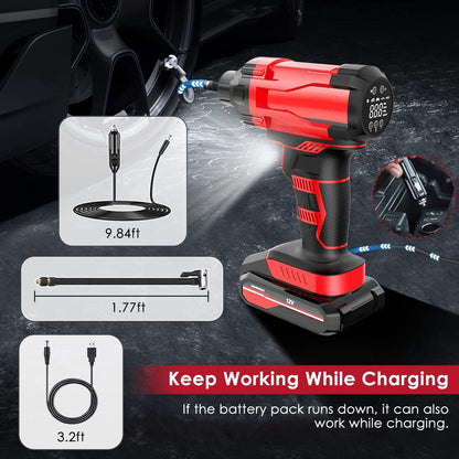 Rynx | 150 PSI 12V Portable Wireless Tire Pump 6000mAh Rechargeable with LED Light