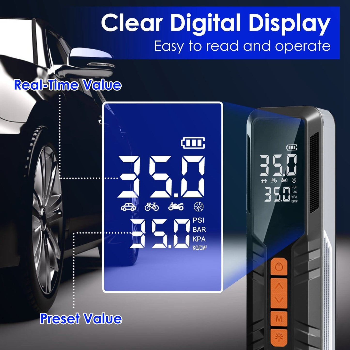 Rynx | 150 PSI Portable Tire Pump Wireless Digital Air Compressor