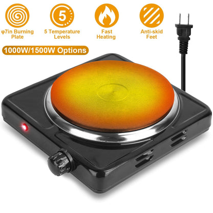 Rynx | 1500W Portable Hot Plate Cooker Countertop with Slip-Resistant Rubber