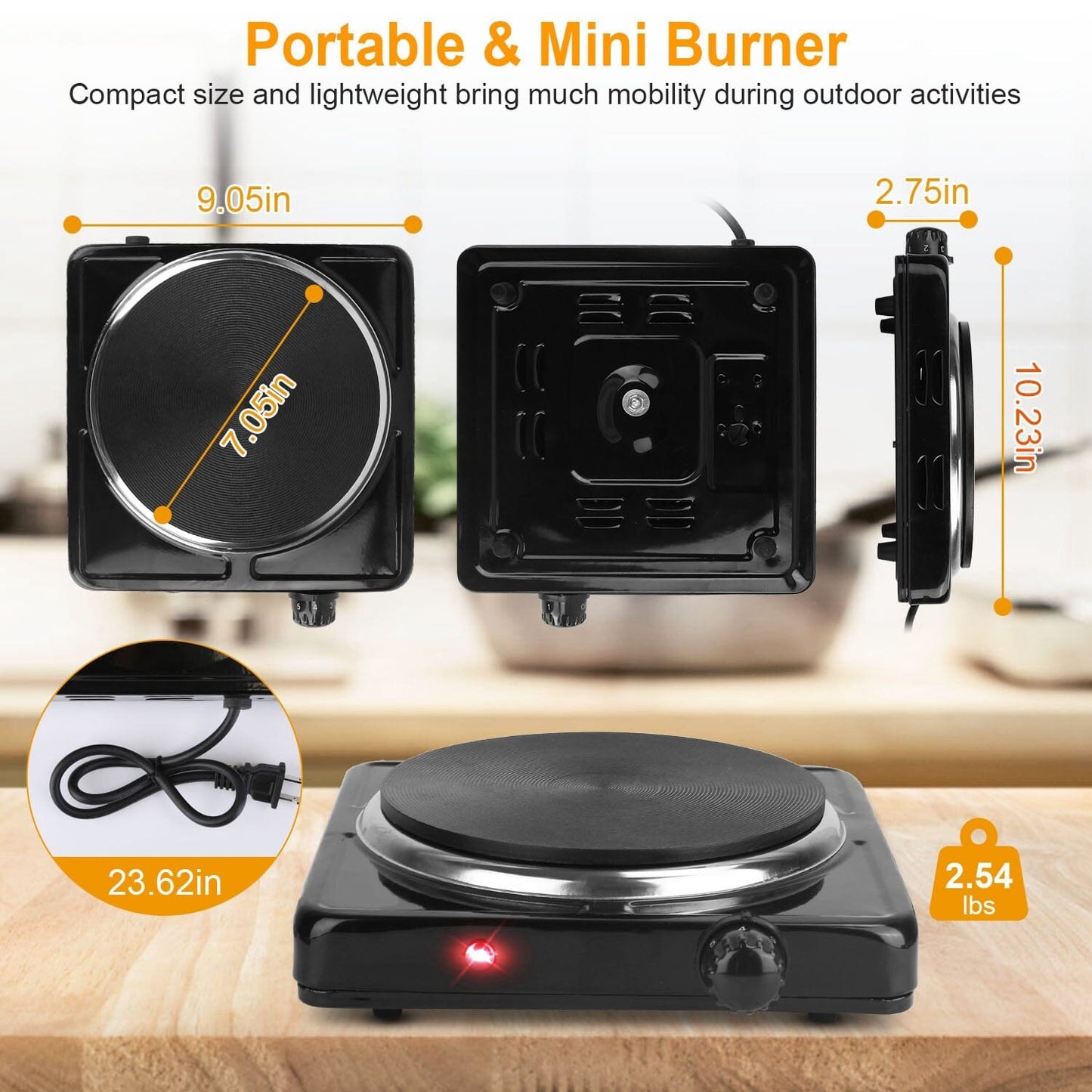 Rynx | 1500W Portable Hot Plate Cooker Countertop with Slip-Resistant Rubber