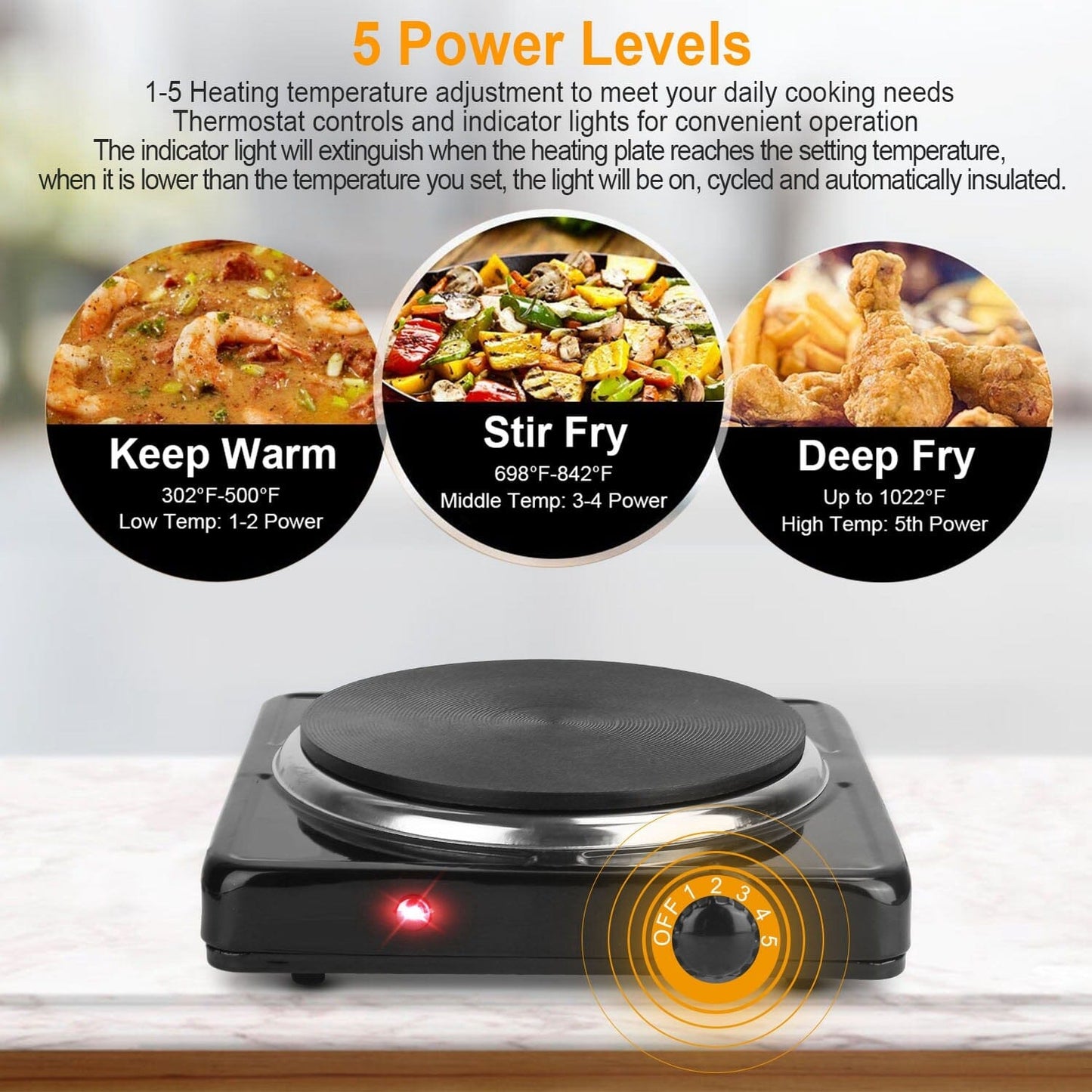 Rynx | 1500W Portable Hot Plate Cooker Countertop with Slip-Resistant Rubber