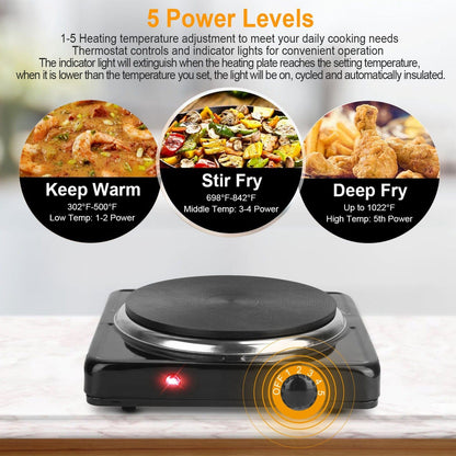 Rynx | 1500W Portable Hot Plate Cooker Countertop with Slip-Resistant Rubber