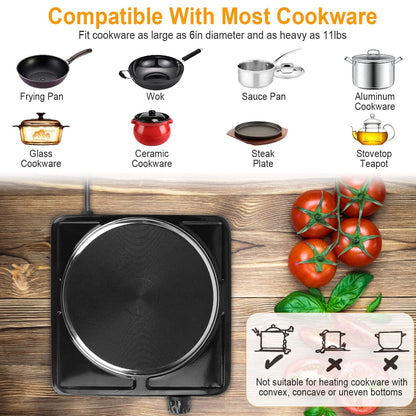 Rynx | 1500W Portable Hot Plate Cooker Countertop with Slip-Resistant Rubber