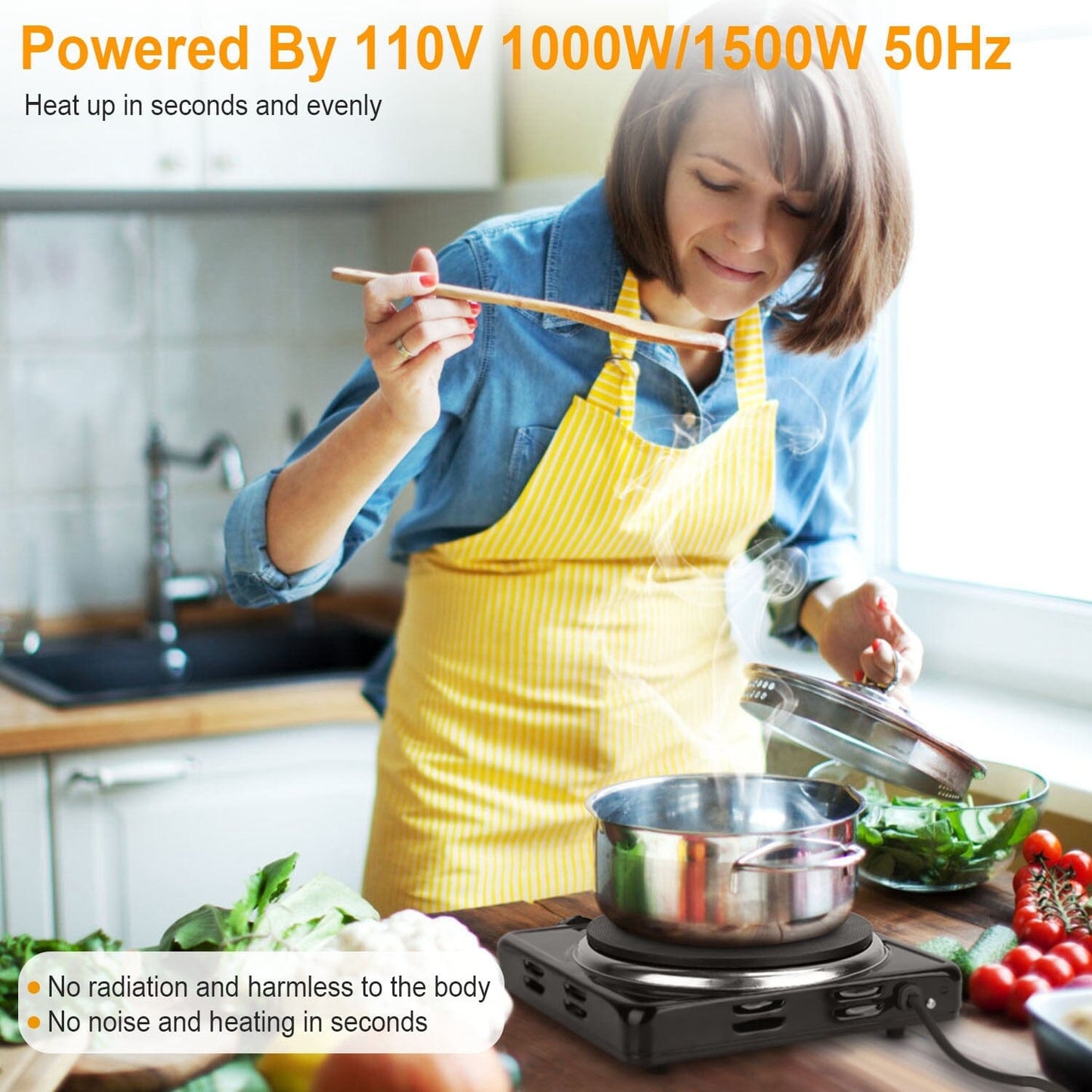 Rynx | 1500W Portable Hot Plate Cooker Countertop with Slip-Resistant Rubber