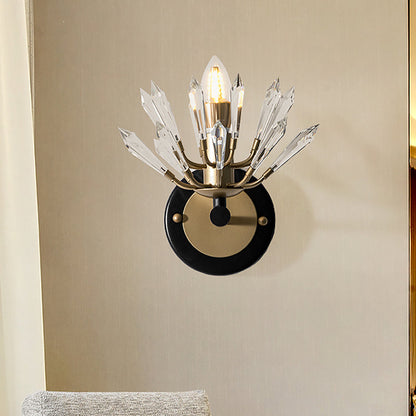 Rynx | Sputnik Clear Crystal Wall Light Contemporary 1 Head Black and Gold Wall Mount Lighting