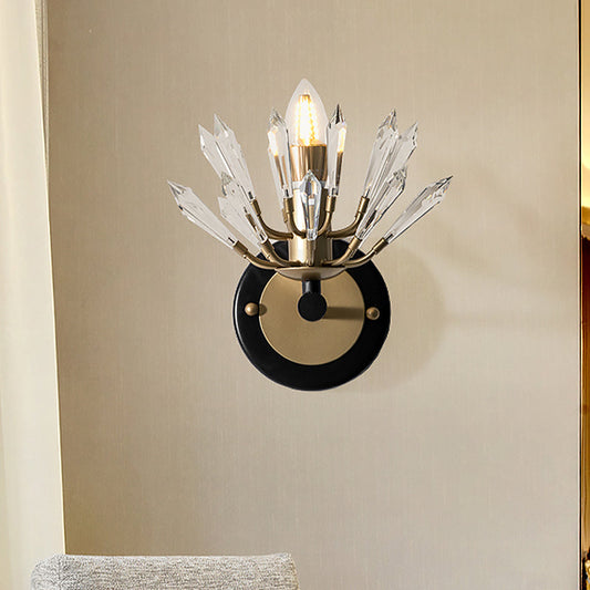 Rynx | Sputnik Clear Crystal Wall Light Contemporary 1 Head Black and Gold Wall Mount Lighting