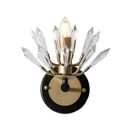 Rynx | Sputnik Clear Crystal Wall Light Contemporary 1 Head Black and Gold Wall Mount Lighting