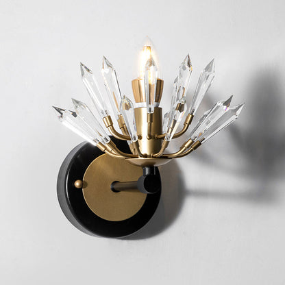 Rynx | Sputnik Clear Crystal Wall Light Contemporary 1 Head Black and Gold Wall Mount Lighting