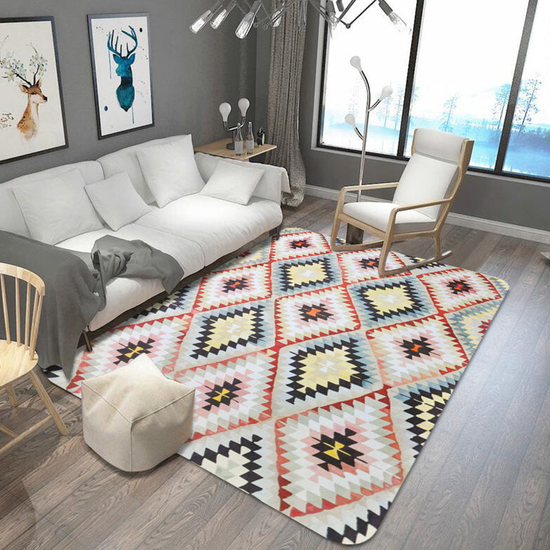 Rynx | Retro Tribal Carpet with Aztec Native Americana Diamond Stain Resistant Power Loom Carpet for Home Decor