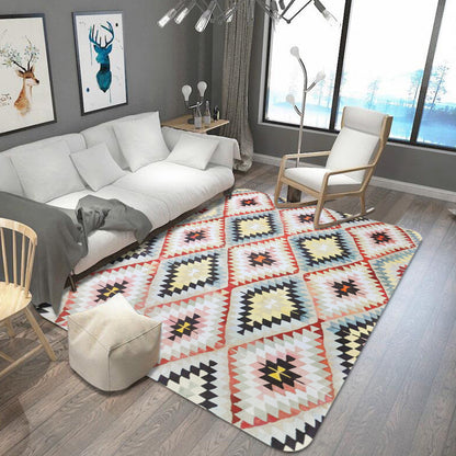 Rynx | Retro Tribal Carpet with Aztec Native Americana Diamond Stain Resistant Power Loom Carpet for Home Decor