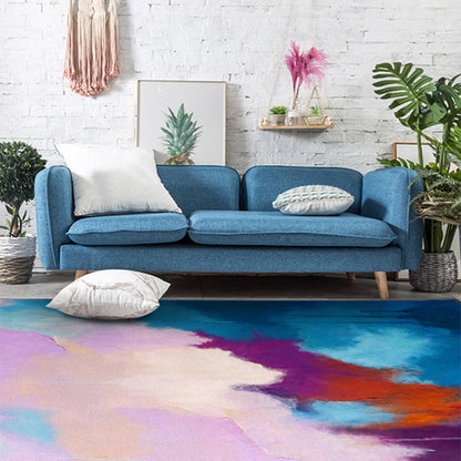 Rynx | Minimalist Modern Rug Colorful Abstract Painting Print Area Rug Polyester Washable Carpet for Bedroom