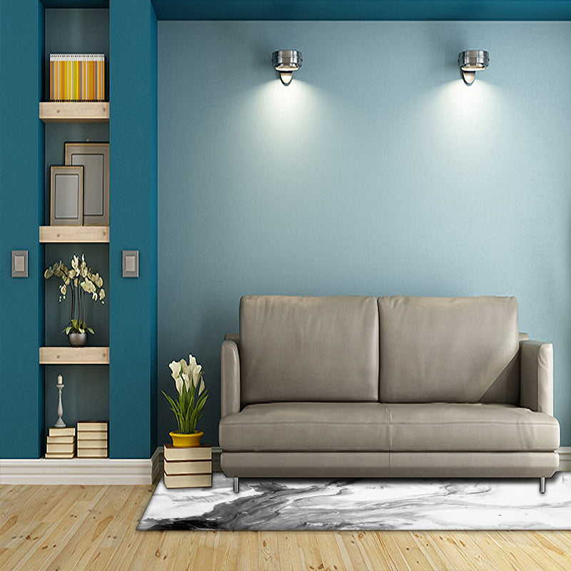 Rynx | Casual Modern Rug in White Abstract Oil Painting Print Area Rug Polyester Washable Carpet for Home Decoration