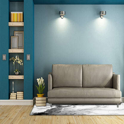 Rynx | Casual Modern Rug in White Abstract Oil Painting Print Area Rug Polyester Washable Carpet for Home Decoration
