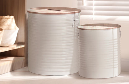 Rynx | Galvanized Metal Drum Storage Ottoman, Set of 2