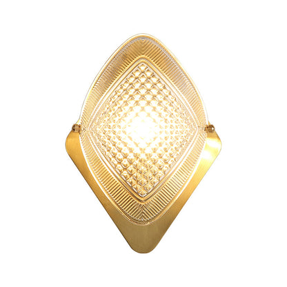 Rynx | 1 Bulb Rhombus Wall Light Fixture Modern Stylish Metal and Clear Crystal Wall Lamp in Brass Finish