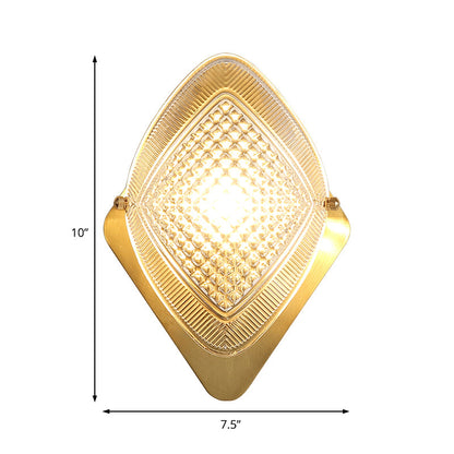 Rynx | 1 Bulb Rhombus Wall Light Fixture Modern Stylish Metal and Clear Crystal Wall Lamp in Brass Finish