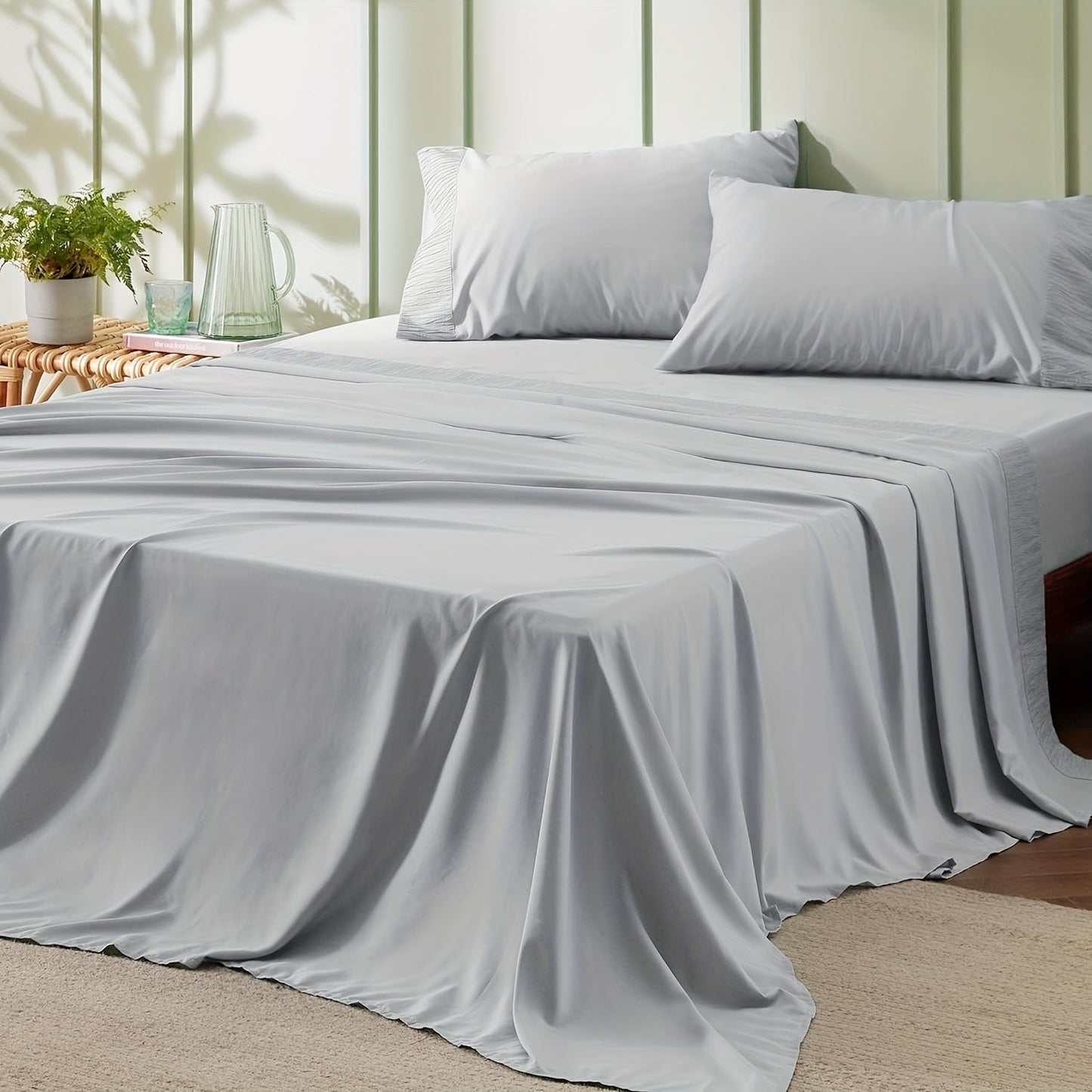 Rynx | 4 Piece Luxurious Microfiber Sheet Set – 14" Deep Pocket, Pinch Pleat Design, Shrink and Fade Resistant, Soft and Comfortable Bedding with Pillowcase, Flat and Fitted Sheets, All-Season Dorm Bedding