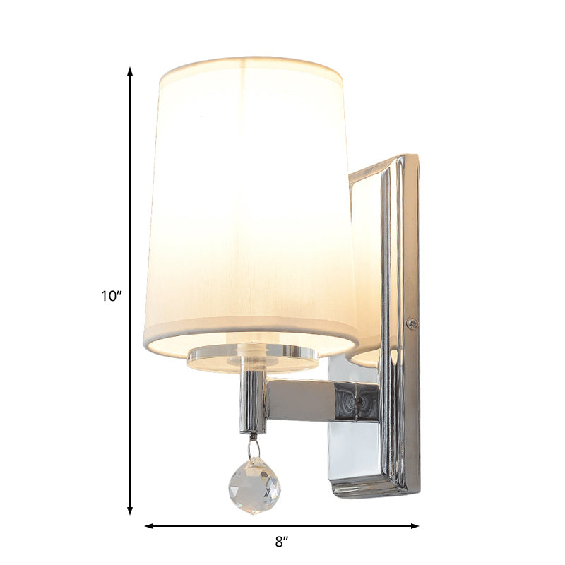 Rynx | Fabric Cone Shade Wall Lamp with Crystal Ball Decoration Modern Style 1 Head Wall Light in Chrome