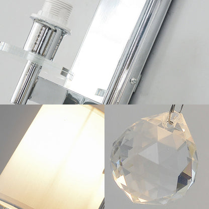 Rynx | Fabric Cone Shade Wall Lamp with Crystal Ball Decoration Modern Style 1 Head Wall Light in Chrome