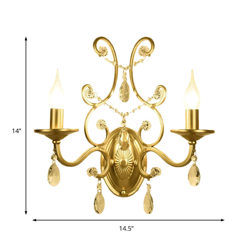 Rynx | Curved Arm Wall Light Contemporary Crystal 1/2-Light Wall Mounted Lighting with/without Shade in Brass