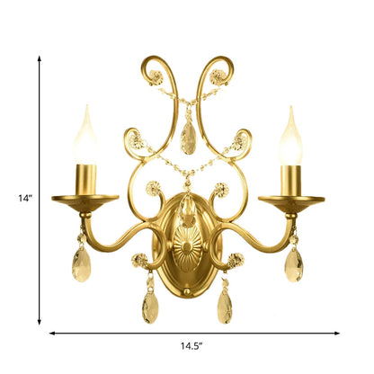 Rynx | Curved Arm Wall Light Contemporary Crystal 1/2-Light Wall Mounted Lighting with/without Shade in Brass