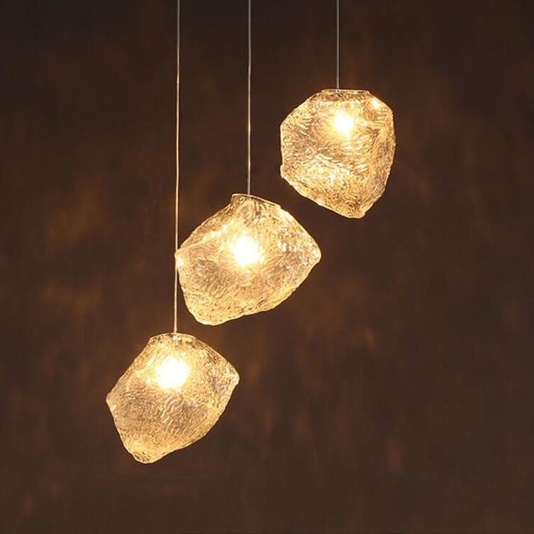 Rynx | IceLume Nordic Pendant Light | Creative Ice Cube Glass Design | 1-bulb Hanging Light | Modern Elegance