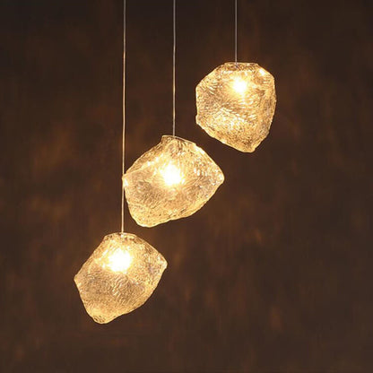 Rynx | IceLume Nordic Pendant Light | Creative Ice Cube Glass Design | 1-bulb Hanging Light | Modern Elegance