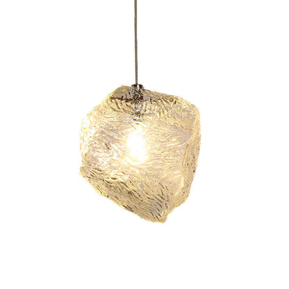 Rynx | IceLume Nordic Pendant Light | Creative Ice Cube Glass Design | 1-bulb Hanging Light | Modern Elegance