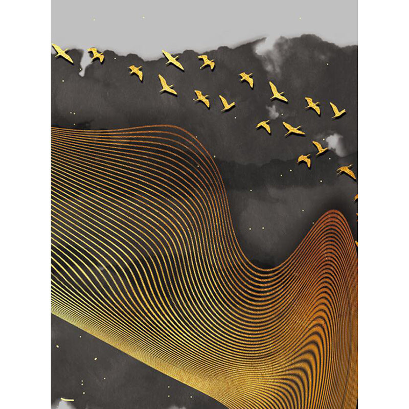 Rynx | Creative Swirl Lines Rug Black and Golden Novelty Rug Polyester Washable Non-Slip Backing Carpet for Living