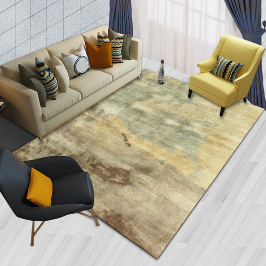 Rynx | Yellow Casual Rug Polyester Abstract Rug Washable Area Rug for Bedroom