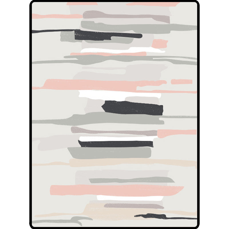 Rynx | Grey and Pink Simple Rug Polyester Watercolor Print Rug Machine Washable Anti-Slip Area Rug for Living Room