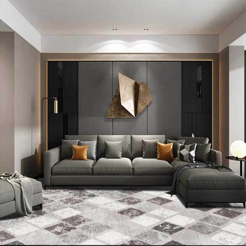 Rynx | Unique Geometric Pattern Rug Grey Casual Rug Polyester Washable Anti-Slip Backing Area Rug for Living Room