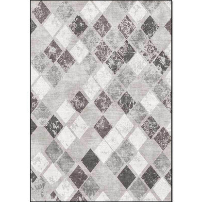 Rynx | Unique Geometric Pattern Rug Grey Casual Rug Polyester Washable Anti-Slip Backing Area Rug for Living Room