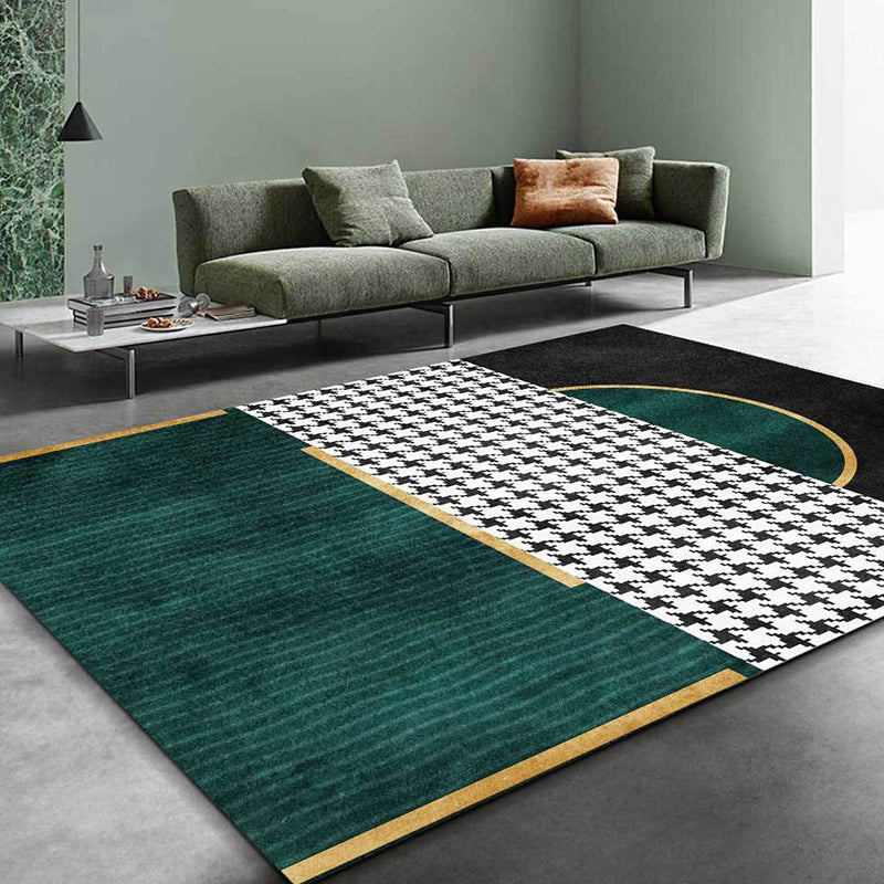 Rynx | Modern Living Room Rug Multicolor Cube Print Rug Polyester Non-Slip Backing Washable Area Rug