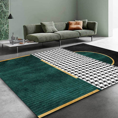 Rynx | Modern Living Room Rug Multicolor Cube Print Rug Polyester Non-Slip Backing Washable Area Rug