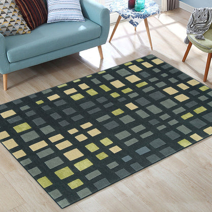 Rynx | Simple novelty carpet in green checkered pattern Carpet Polyester Non-slip Stain-resistant rug for home decoration