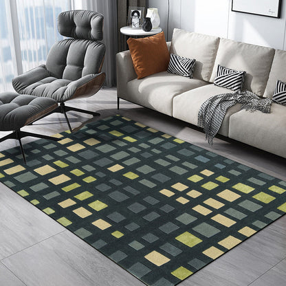 Rynx | Simple novelty carpet in green checkered pattern Carpet Polyester Non-slip Stain-resistant rug for home decoration