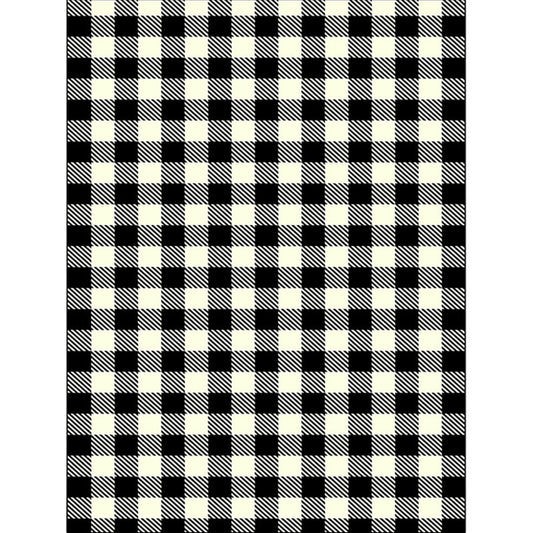 Rynx | Modern Living Room Rug in Black and White Small Check Print Rug Polyester Machine Washable Area Rug
