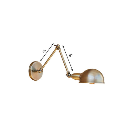 Rynx | Retro Dome Wall Lamp 1 Bulb Metal Wall Lighting with Swingarm in Brass/Chrome for Bathroom