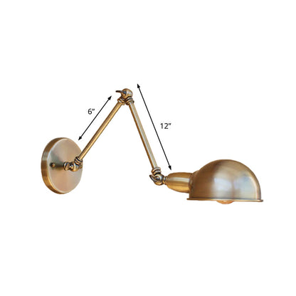 Rynx | Retro Dome Wall Lamp 1 Bulb Metal Wall Lighting with Swingarm in Brass/Chrome for Bathroom