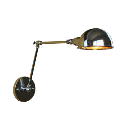 Rynx | Retro Dome Wall Lamp 1 Bulb Metal Wall Lighting with Swingarm in Brass/Chrome for Bathroom