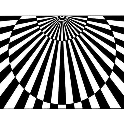 Rynx | Novelty Living Room Rug in Black and White 3D Half Circle Stripe Print Rug Polyester Pet Friendly Washable Area Rug