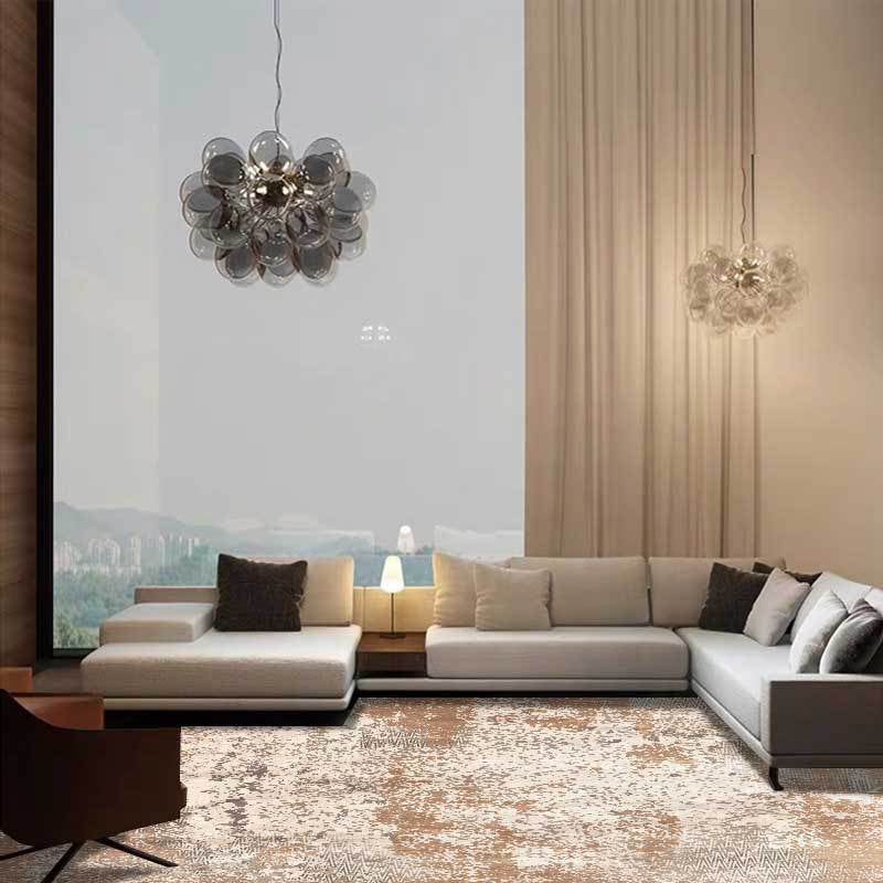 Rynx | Unique Abstract Rug Brown Industrial Rug Polyester Washable Anti-Slip Backing Area Rug for Living Room