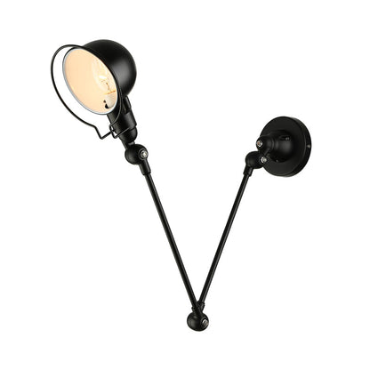 Rynx | Black/White Swing Arm Wall Light with Bowl Shade Industrial Metal 1 Head Hallway Wall Lamp