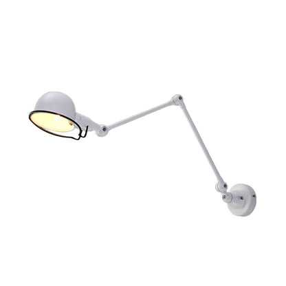 Rynx | Black/White Swing Arm Wall Light with Bowl Shade Industrial Metal 1 Head Hallway Wall Lamp