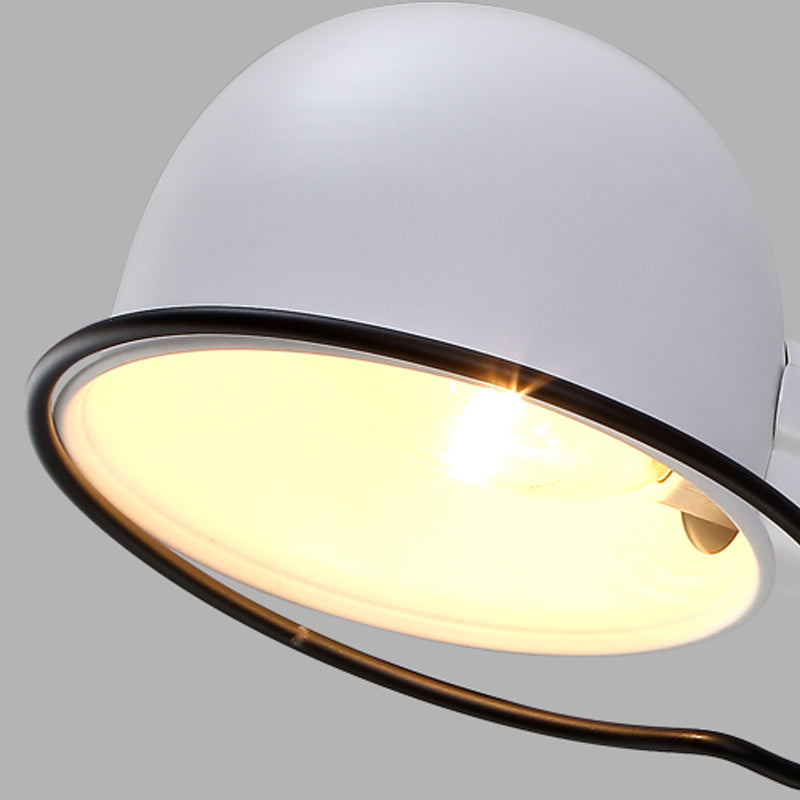 Rynx | Black/White Swing Arm Wall Light with Bowl Shade Industrial Metal 1 Head Hallway Wall Lamp